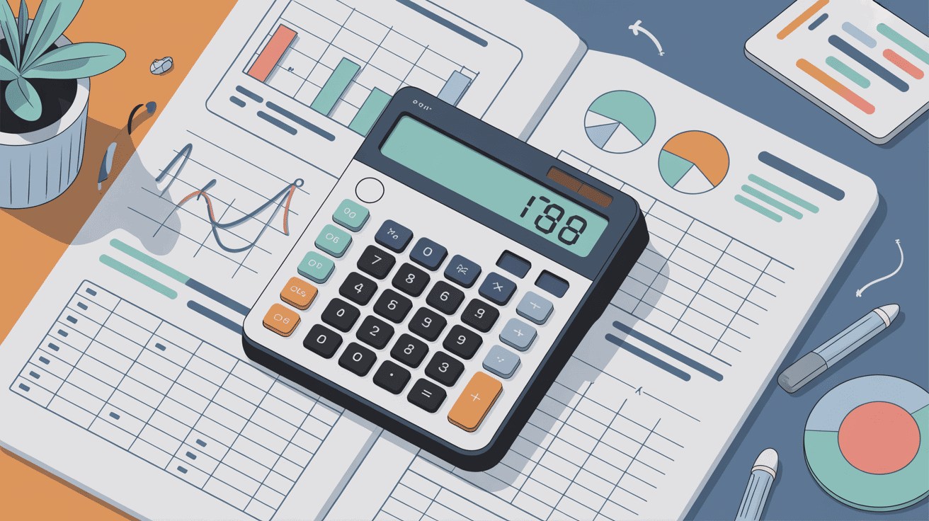 Calculatrice moderne et graphiques colorés