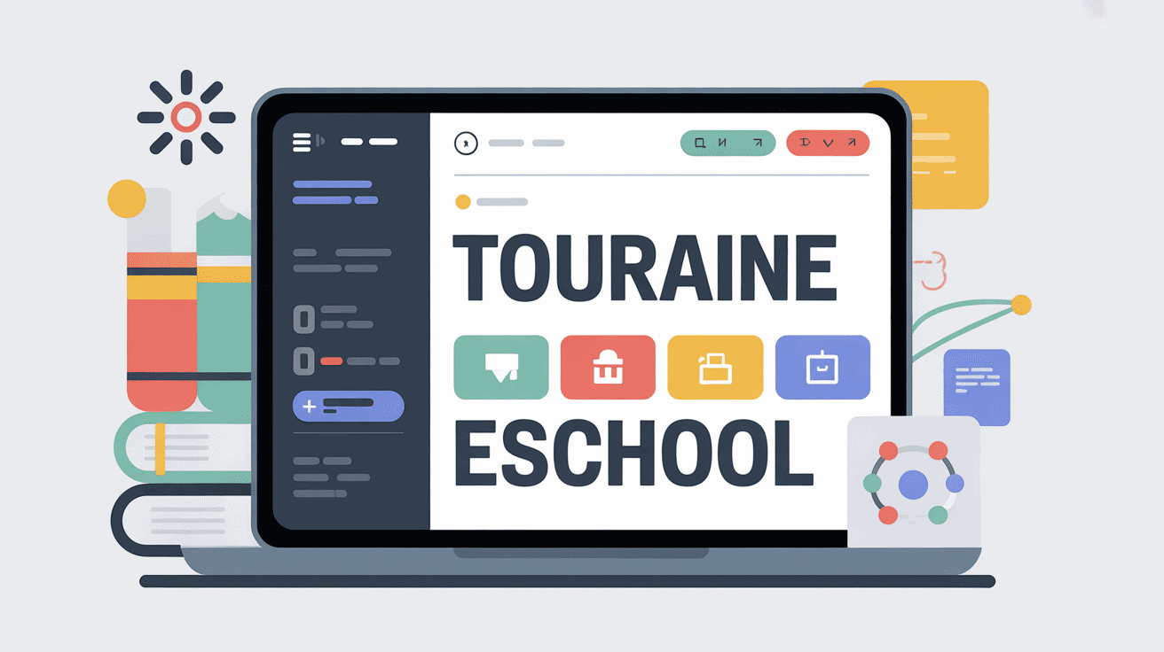 Interface moderne de Touraine eSchool sur ordinateur portable