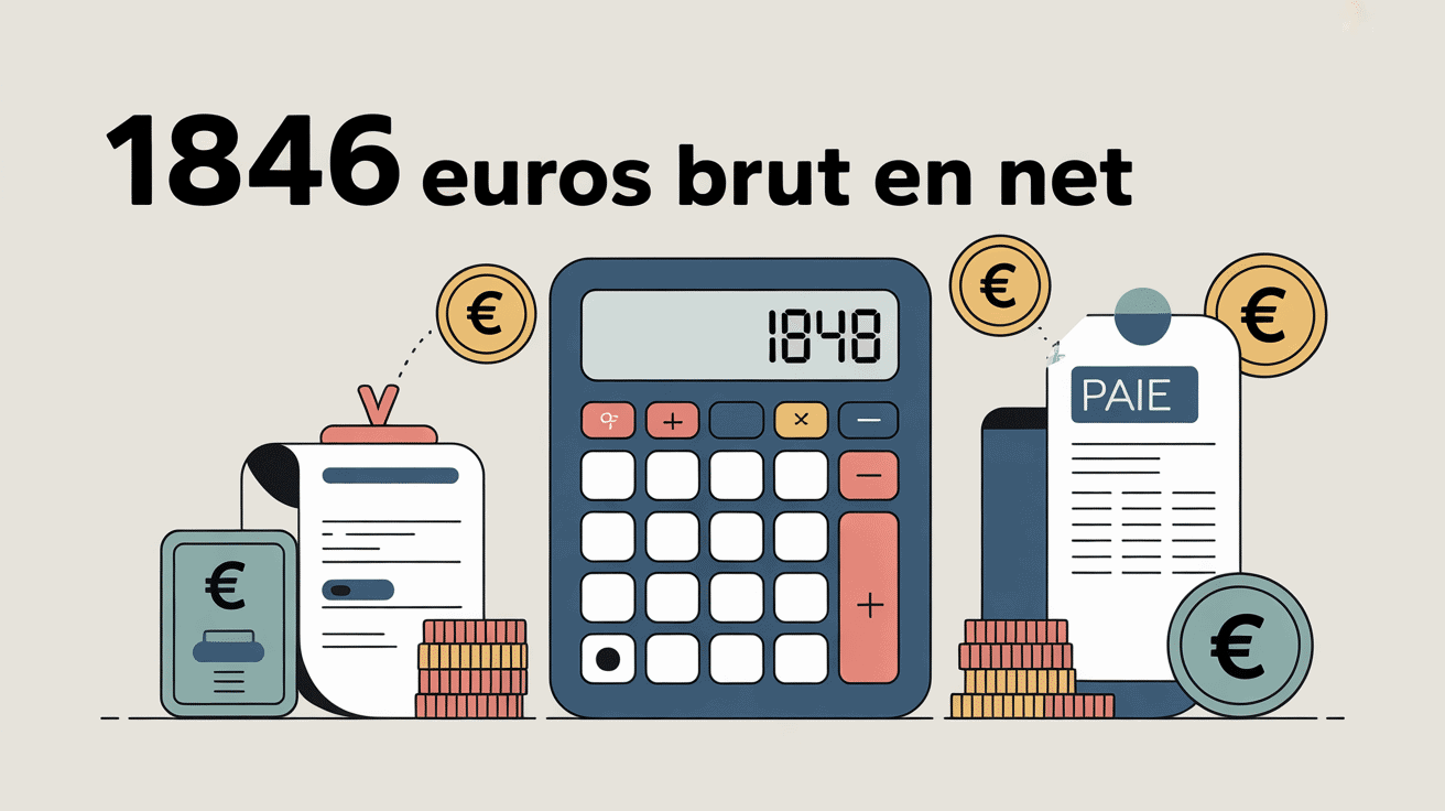 Illustration moderne calculatrice 1846 brut en net