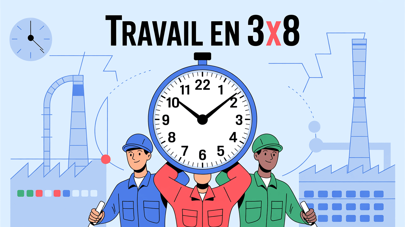 3x8 travail illustration équipes horloge usine