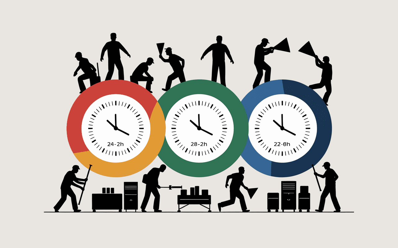 3x8 travail schéma équipes rotation horaires