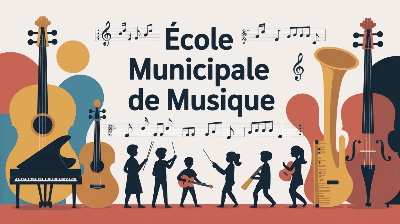 ecole municipale de musique illustration instruments divers et élèves