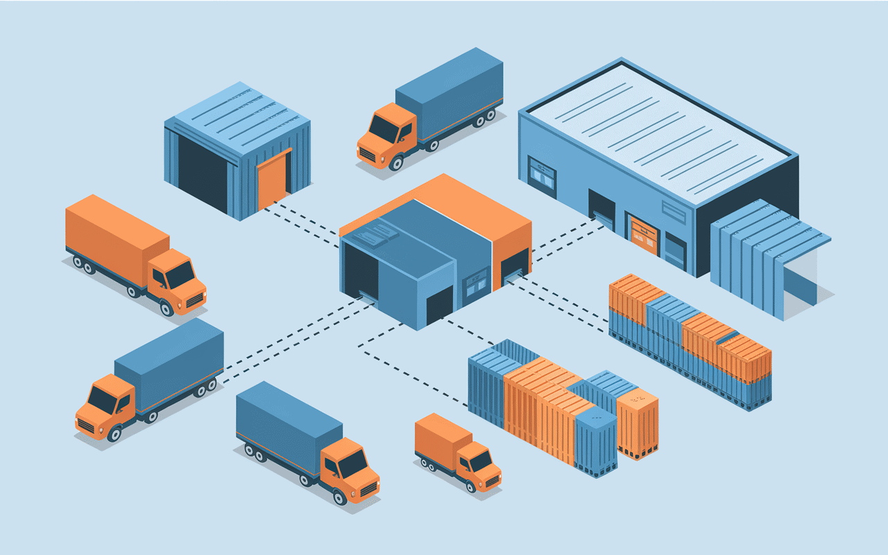 Schéma réseau central distribution center logistique