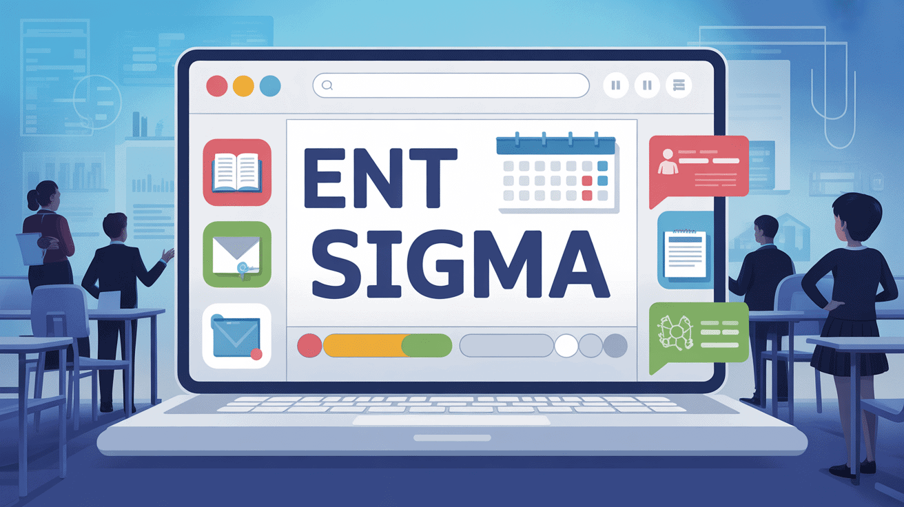 interface ent sigma sur ordinateur avec icones educatives