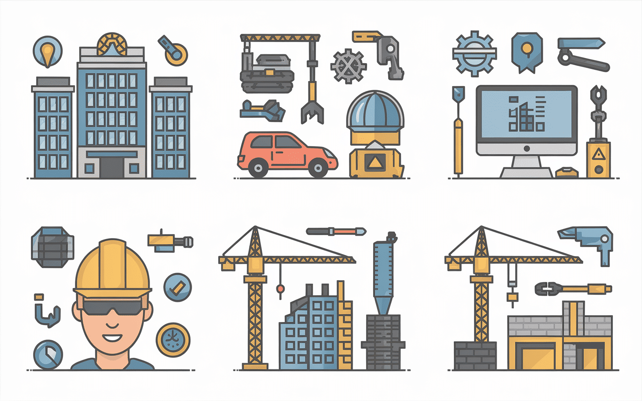 Divers secteurs metier en g illustration vectorielle