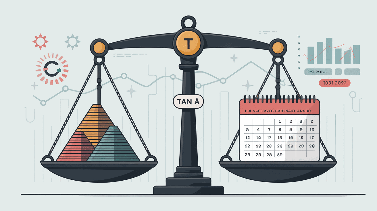illustration t an a balance industrielle et calendrier annuel