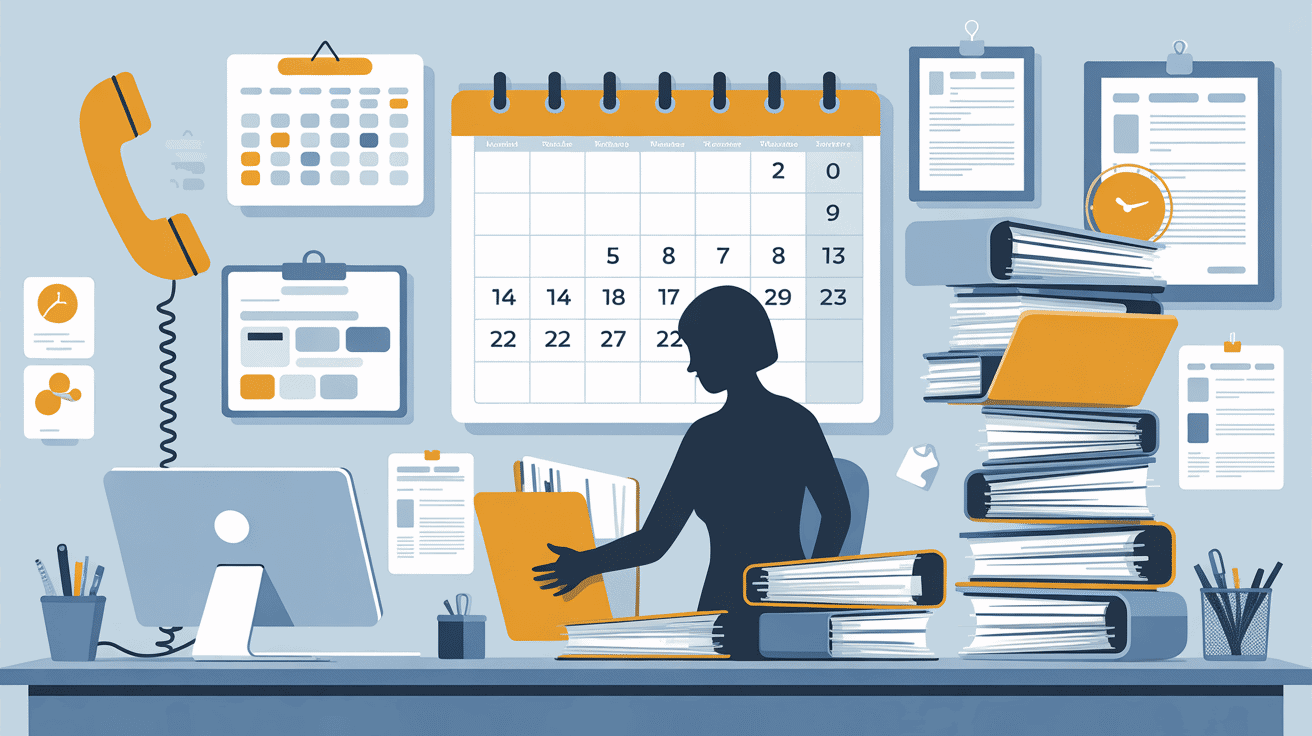 Assistant administratif en action avec taches administratives