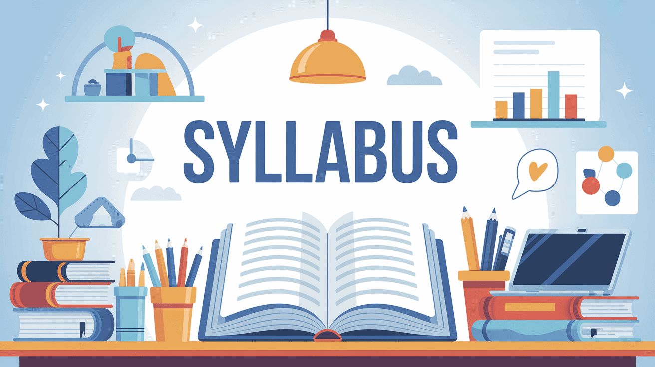 illustration syllabus moderne sur bureau avec éléments académiques