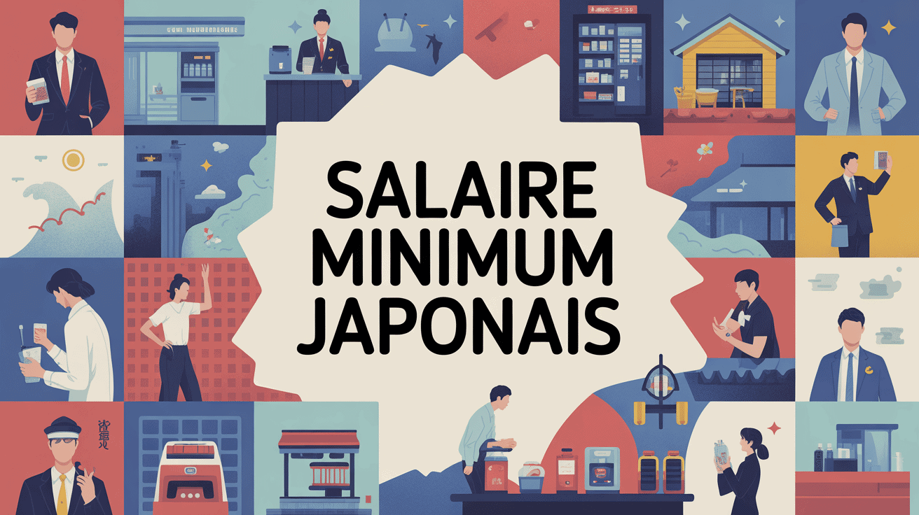 Illustration smic japon employés et carte