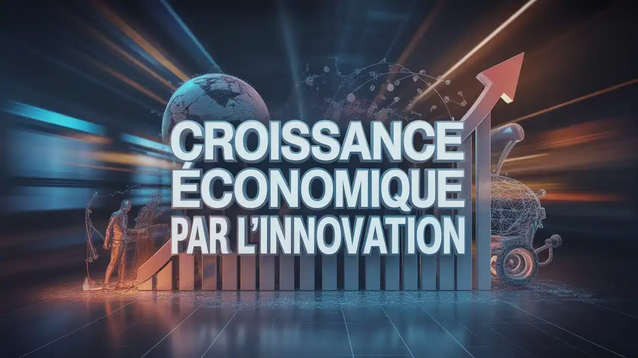 Illustration vectorielle de croissance économique par l'innovation avec engrenages et flèches