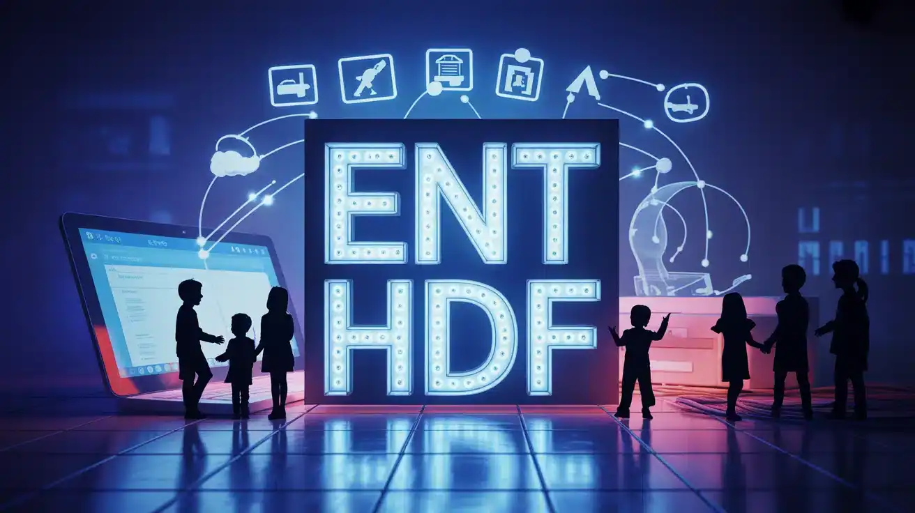 Illustration vectorielle ENT HDF avec ordinateur et icônes scolaires