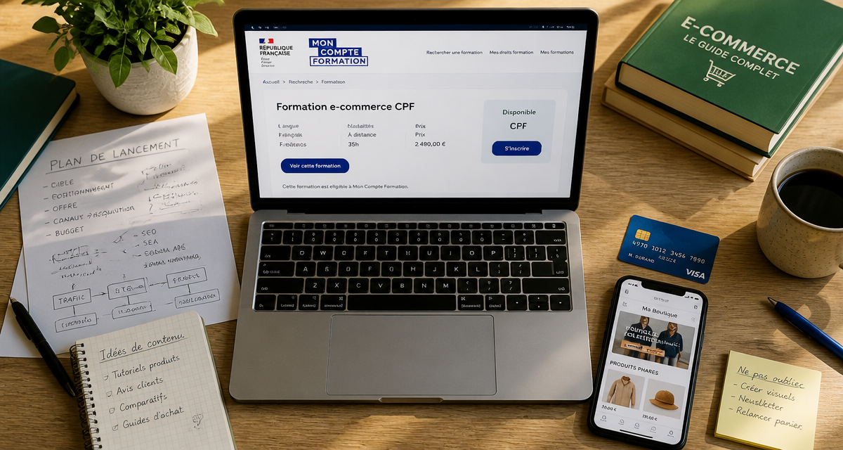 bureau avec ordinateur formation e commerce cpf