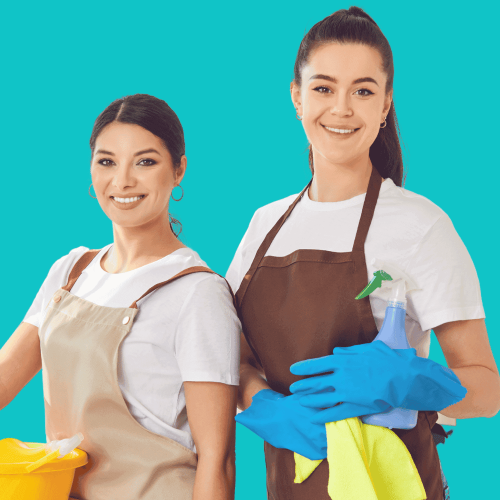 Housekeeping Business Insurance Two women prepared for domestic cleaning.