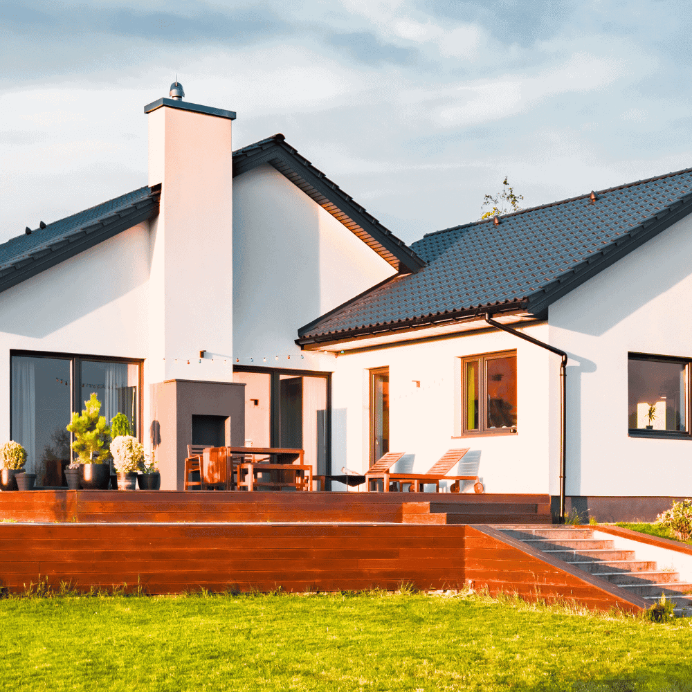 Saint-Eustache Home Insurance Quote Modern house with wooden deck.