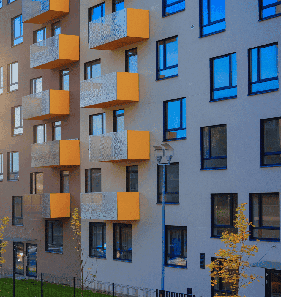 Ville-Marie home insurance quote Modern building with colorful balconies