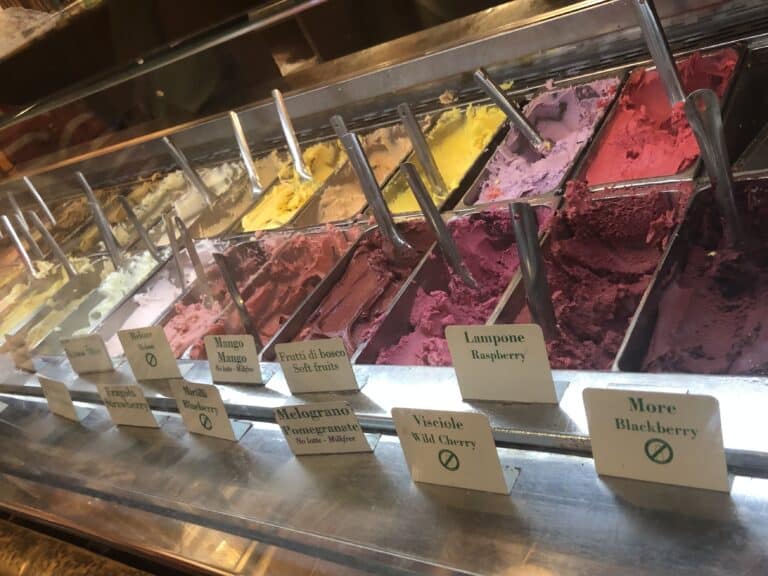 Gelato flavours in Italy.