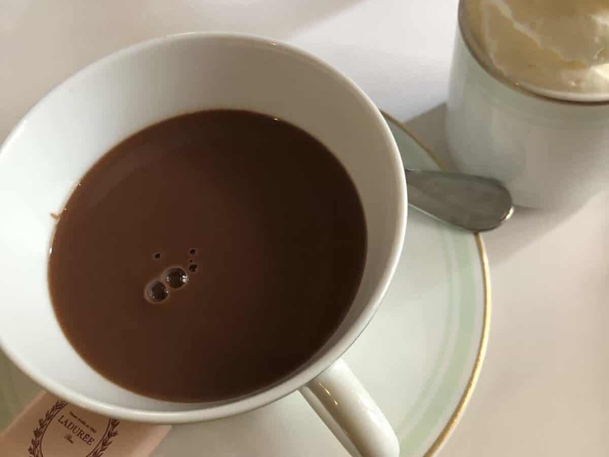 Viennese hot chocolate at Ladurée in Paris.