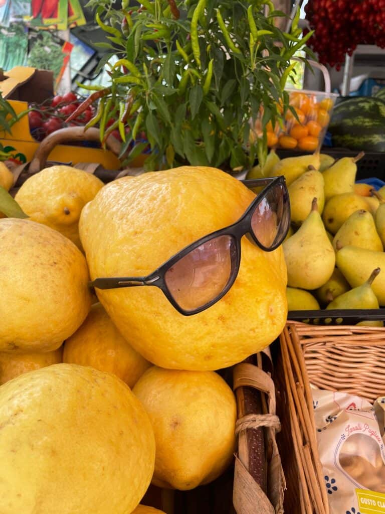 Lemons at a food store in Positano.