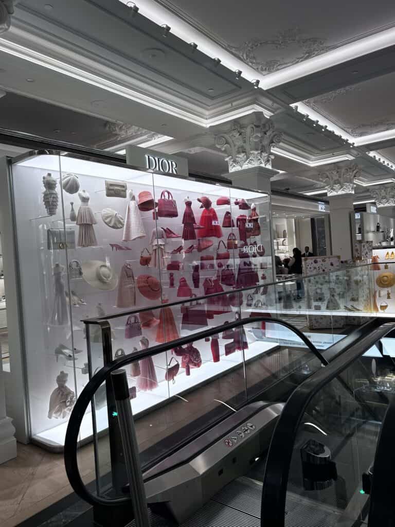 Harrods in London, with a beautiful Dior display.