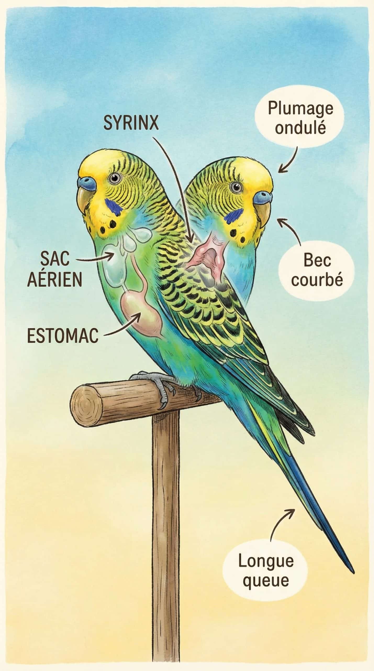 Anatomie des oiseaux de compagnie