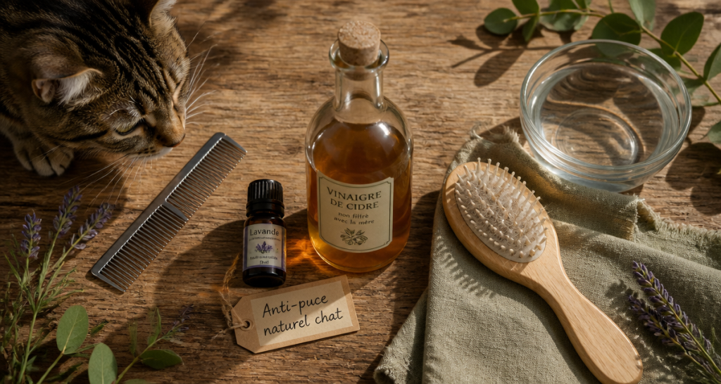 anti puce huile essentielle chat objets naturels