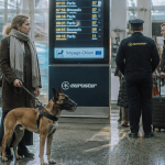Chien Eurostar en gare avec maître