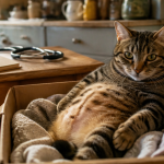 dure gestation chat chatte tigrée nid