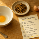 jaune d oeuf chat bol croquettes cuisine