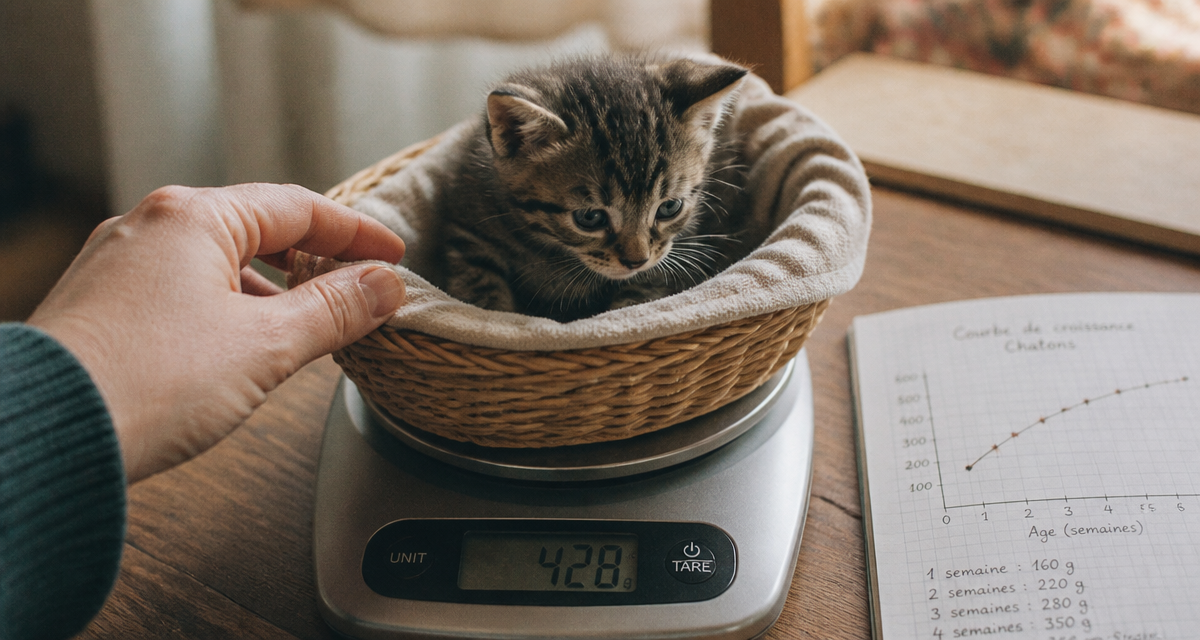 poids d un chaton sur balance