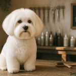 coton de tulear coupe nounours sur table de toilettage