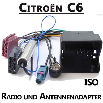 Alternativer Text: Autoradio Adapter mit CAN-B Interface für Citroën C6, Radio- und Antennenadapter, ISO-Kompatibel.