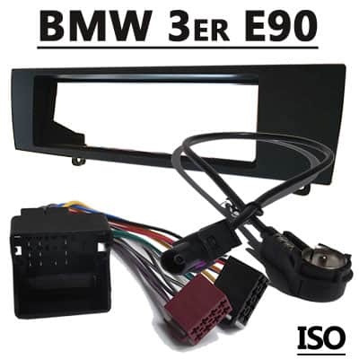 Schwarzer BMW E90 Autoradio Adapter mit CAN-B Schnittstelle für Fahrzeugkonfiguration.