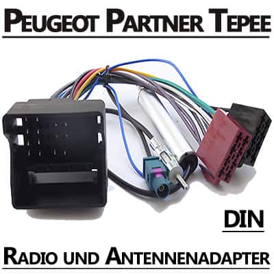 Hochwertiger Peugeot Partner Tepee Radio- und Antennenadapter mit CAN-B, einfacher Einbau.