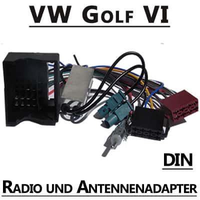 CAN-B Radio- und Antennenadapter für VW Golf VI, DIN Format, kompatibel mit Autoradios.