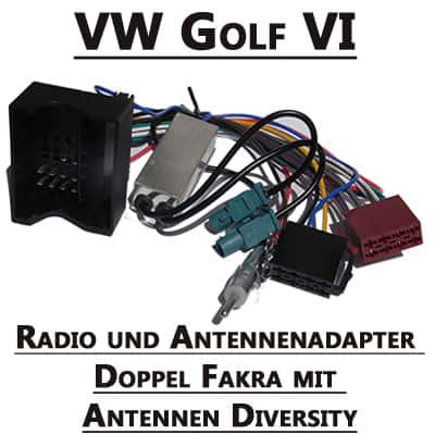 Vierrad-Adapter für VW Golf VI, CAN-B, Radio- und Antennenadapter, Doppel Fakra, Antennen-Diversity.