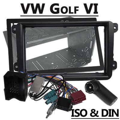 ALt text: VW Golf VI Autoradio Adapter mit CAN-B Interface und Einbaurahmen.