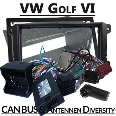 Edelstahl-Autoradioadapter mit CAN-BUS für VW Golf VI, einfache Plug-and-Play Installation.