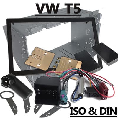Auto Radio Adapter VW T5 CAN-B für Original Nachrüstung, ISO & DIN kompatibel.