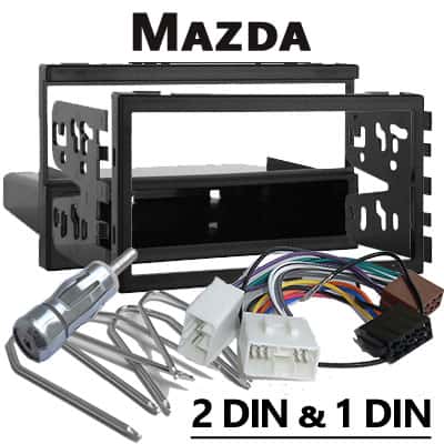 Einschubrahmen für Mazda Autoradio, CAN-B kompatibel, 2 DIN & 1 DIN Adapterset.