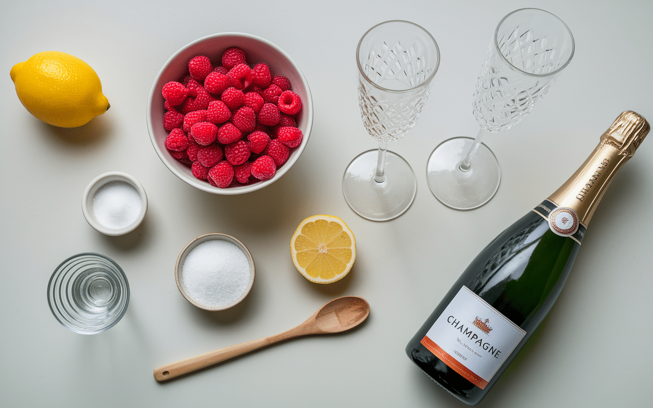 Ingrédients soupe de champagne aux framboises