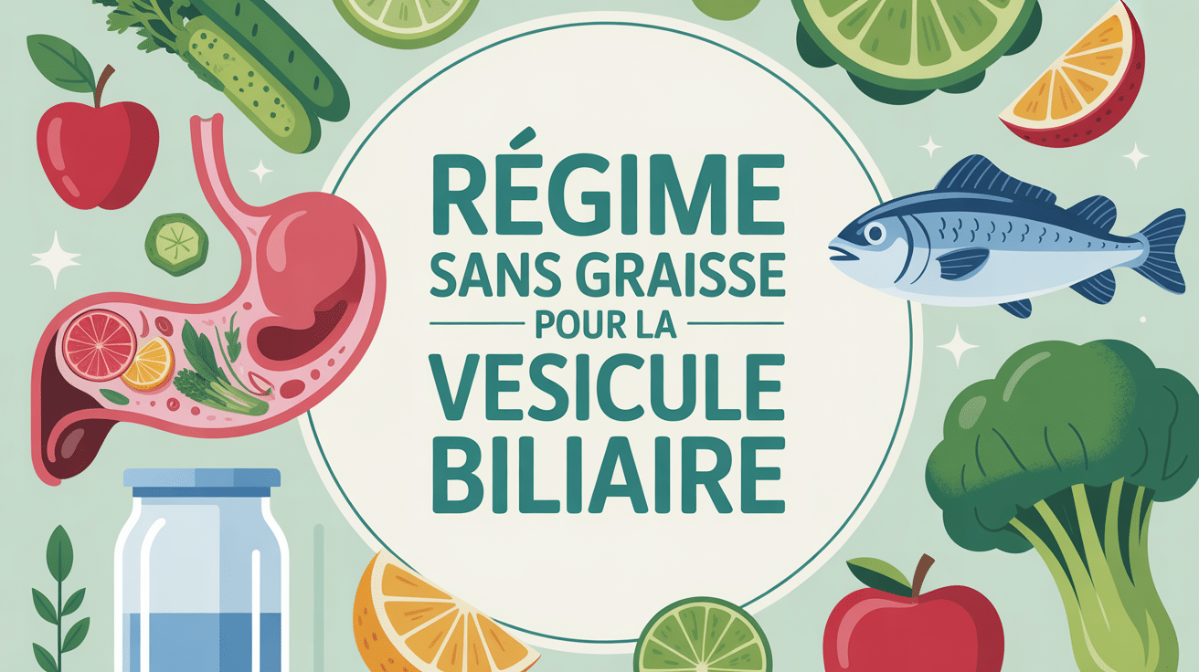 Illustration de la vésicule biliaire et aliments sains