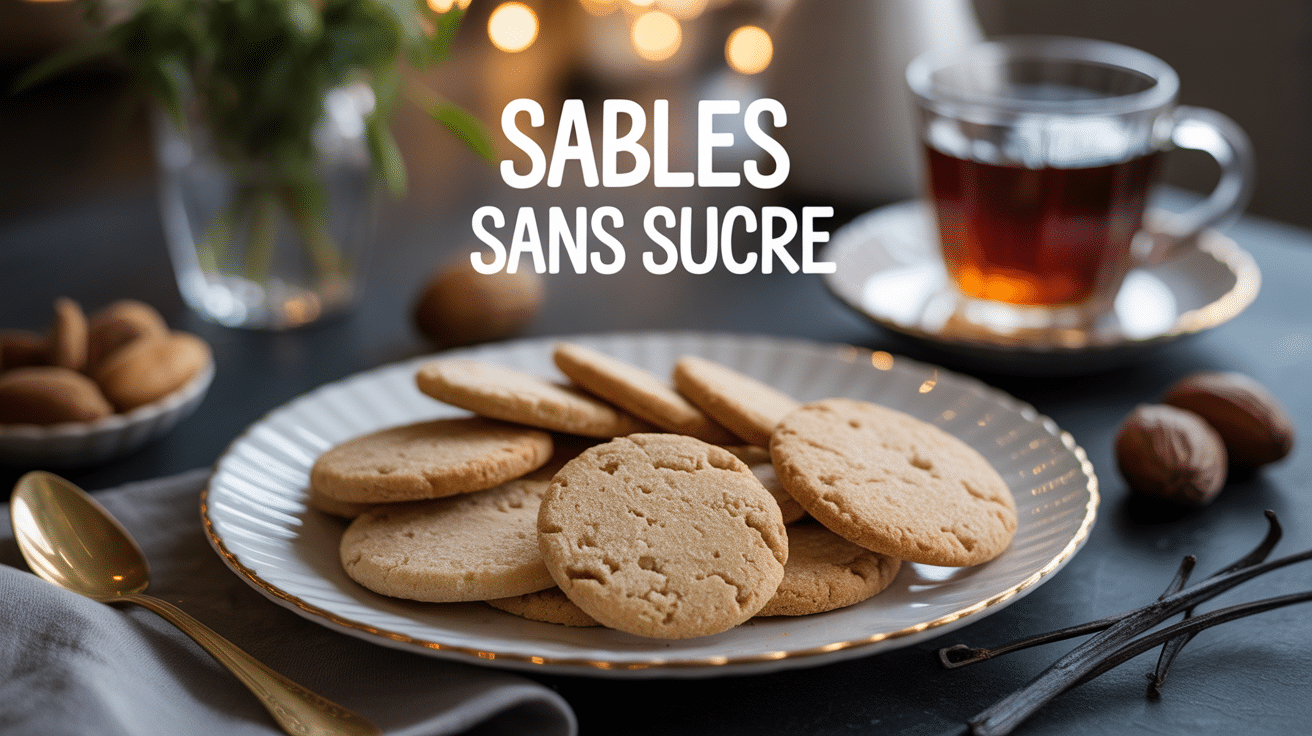 Assiette de sablés sans sucre avec thé et ingrédients naturels