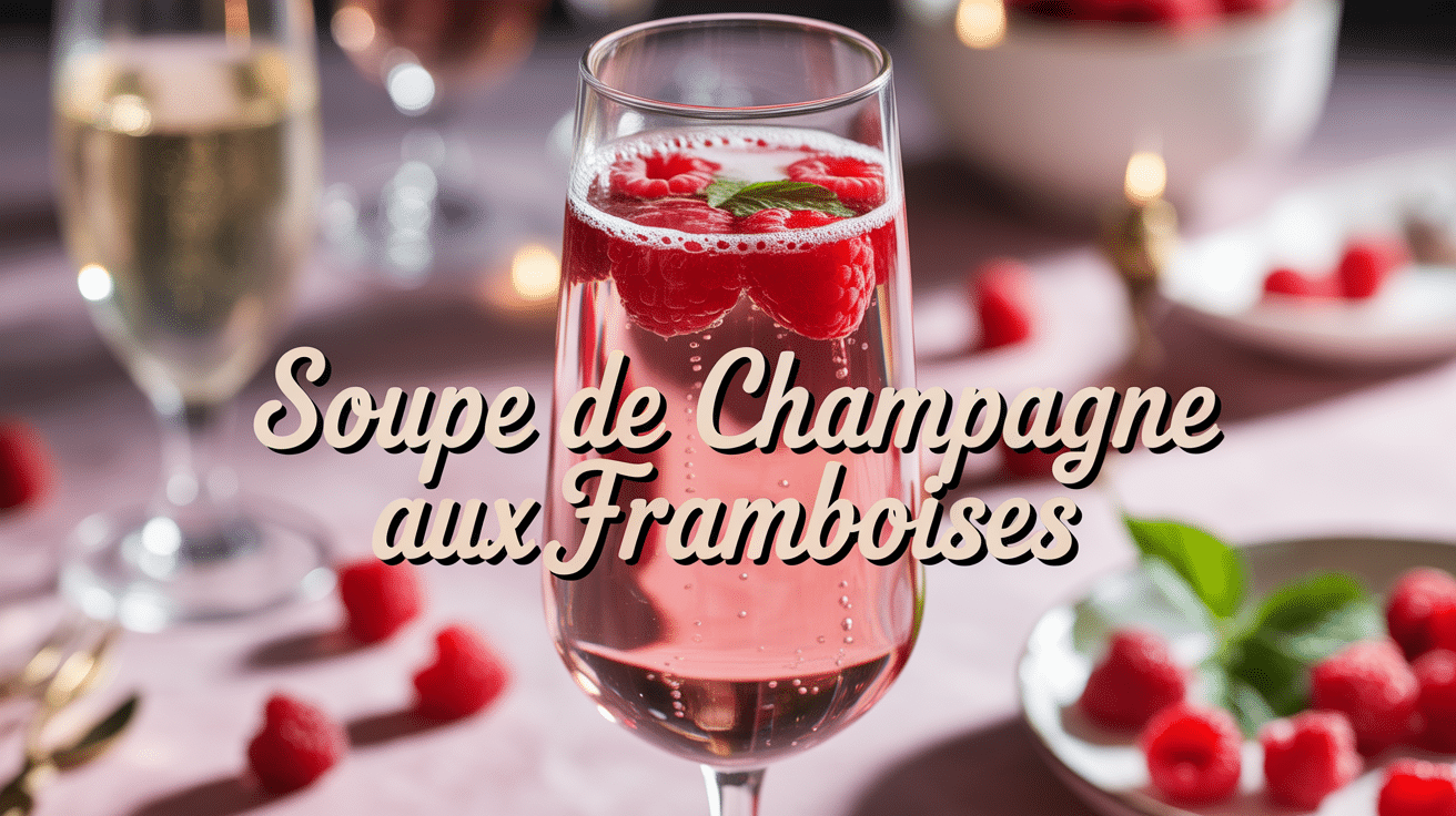 Verre de soupe de champagne aux framboises