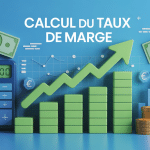Scène calcul du taux de marge, graphiques et réussite financière