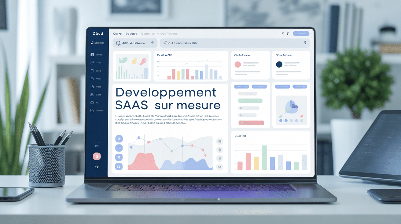 Interface application cloud développement SaaS sur mesure ordinateur