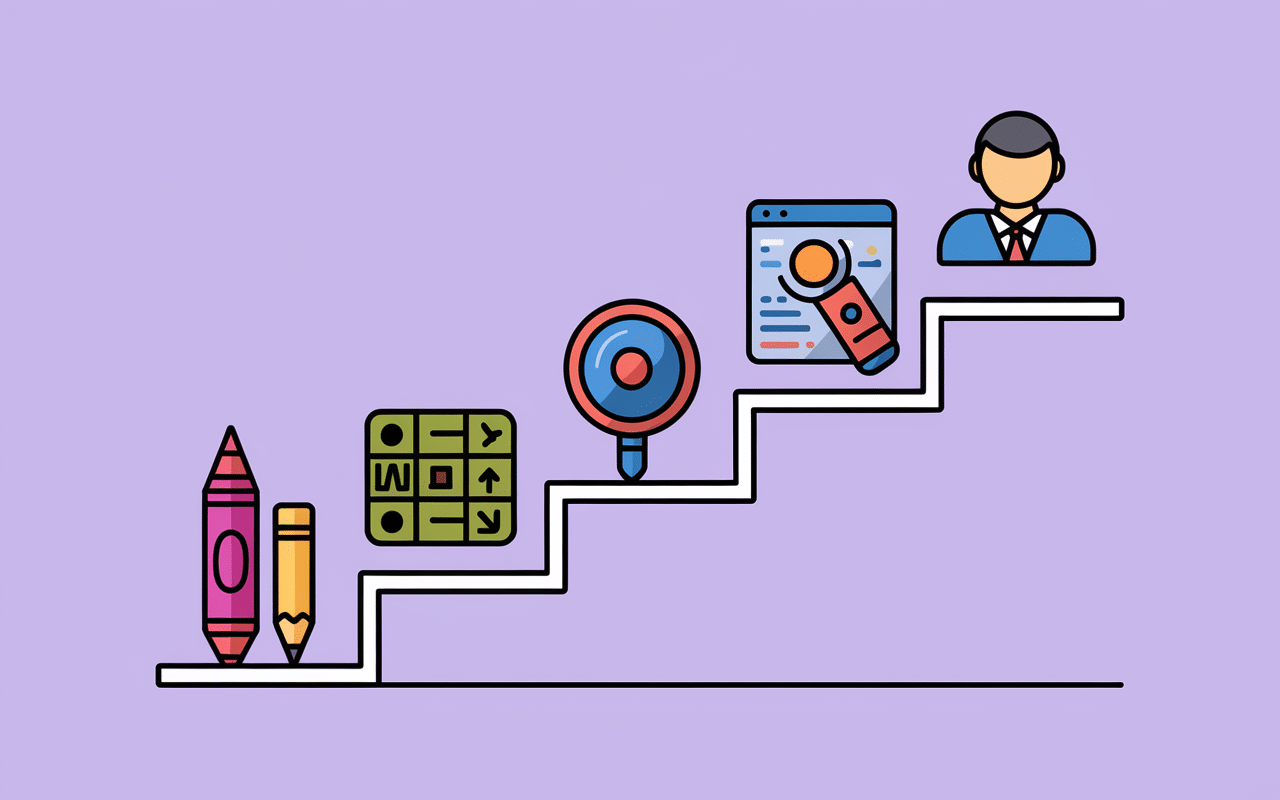 Schéma étapes développement SaaS sur mesure en escalier