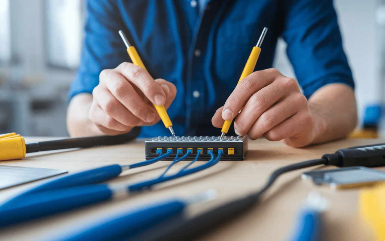 Installation hub harnes connexion câbles