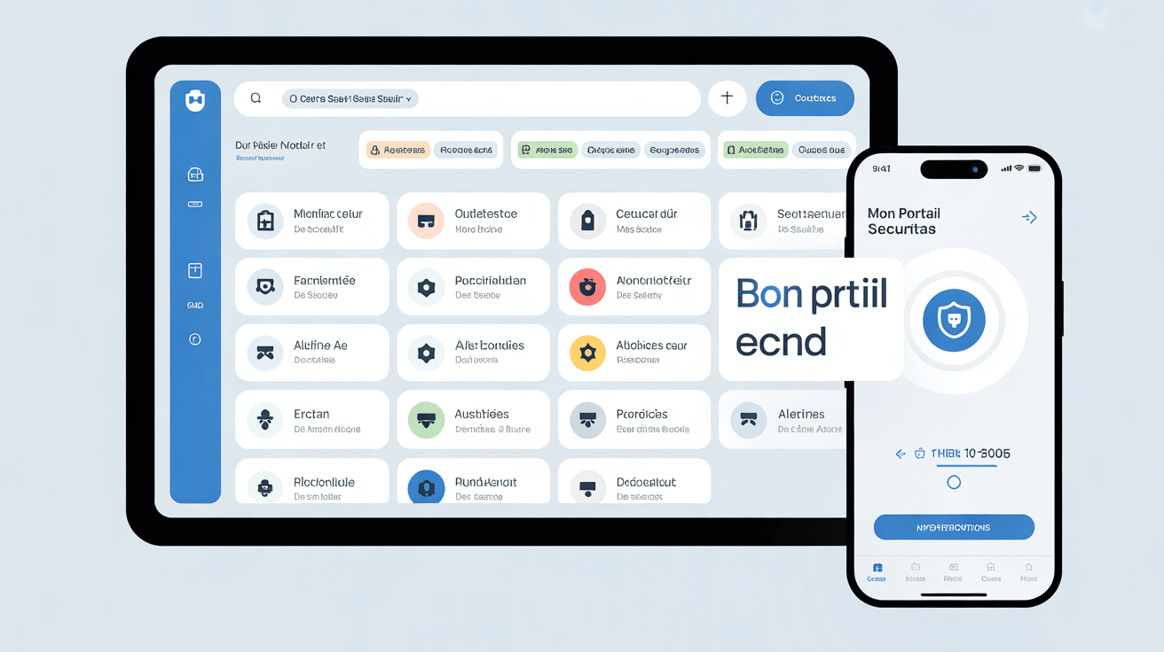 Tableau de bord mon portail Securitas sur ordinateur et smartphone
