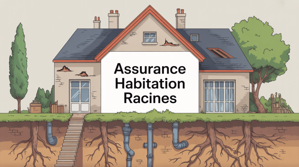 dégâts causés par des racines assurance fondations fissurées illustration