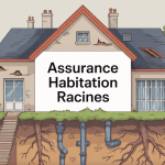 dégâts causés par des racines assurance fondations fissurées illustration